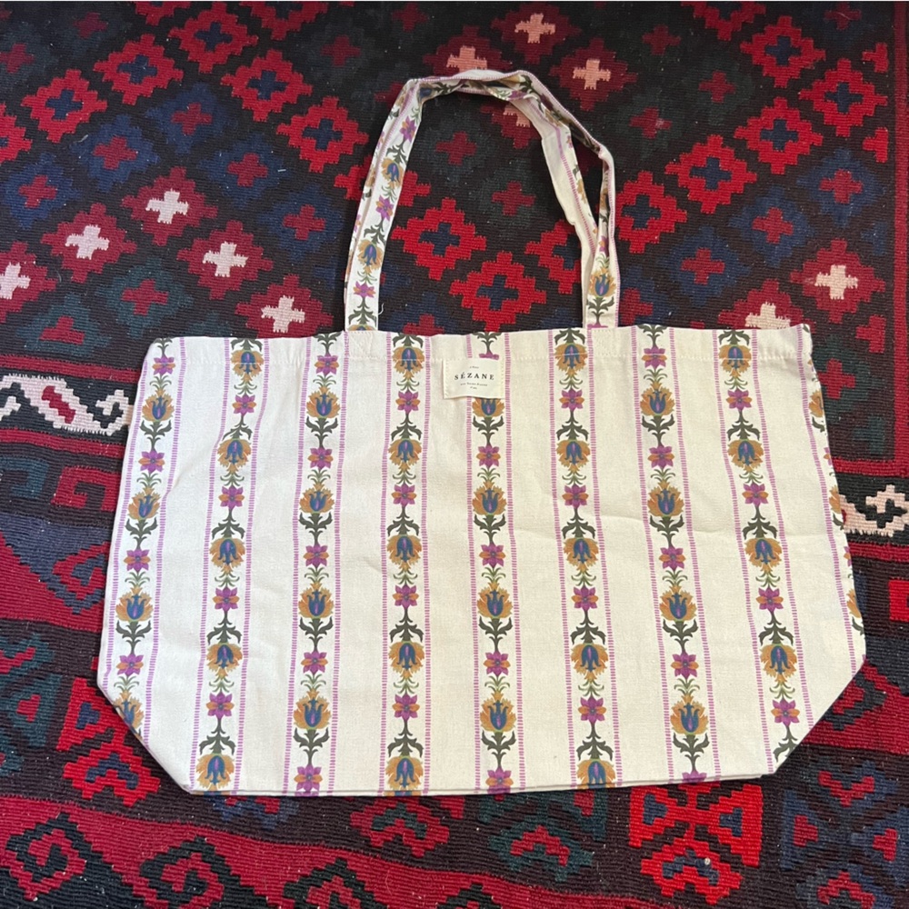 Sezane Tote Bag - Purple Florals